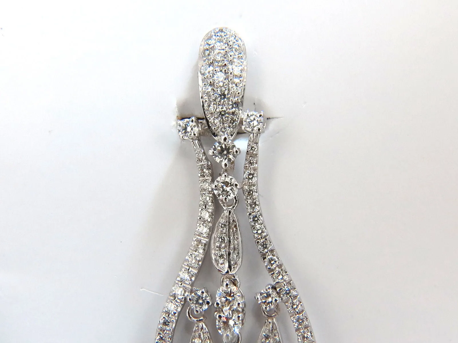 6.00ct natural diamonds modern dangle wishbone petal chandelier earrings 18kt