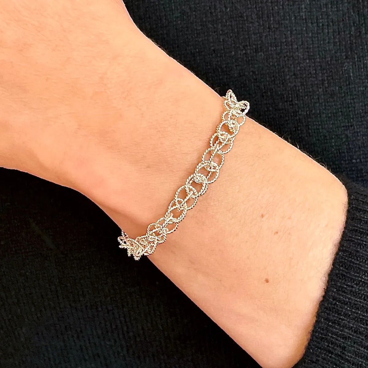 6.75" Handcrafted 925 Sterling Silver 8mm Spinner Bracelet with Toggle Clasp