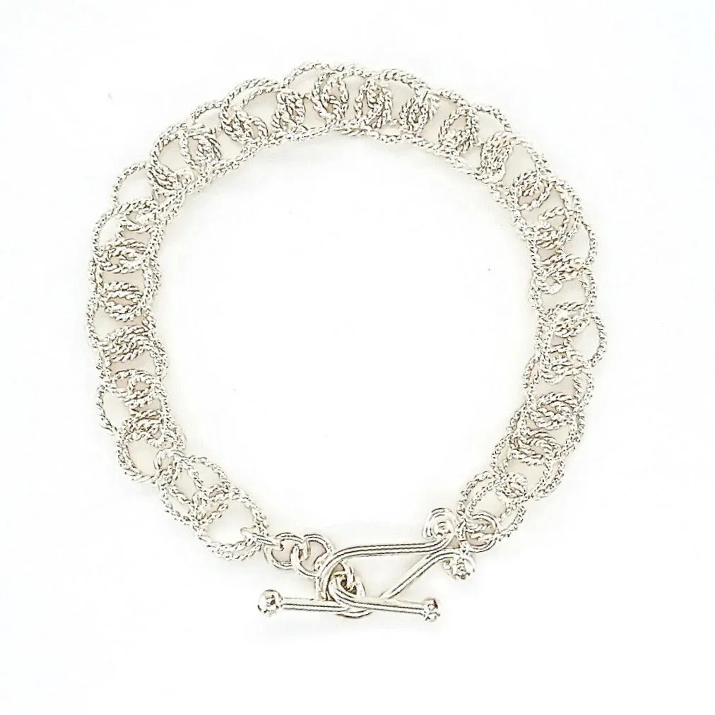 6.75" Handcrafted 925 Sterling Silver 8mm Spinner Bracelet with Toggle Clasp