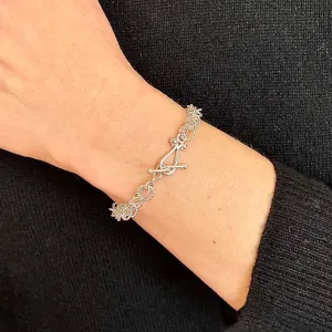 6.75" Handcrafted 925 Sterling Silver 8mm Spinner Bracelet with Toggle Clasp