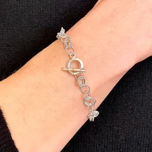 7.75" Handcrafted 925 Sterling Silver Circles & Love Knots Bracelet with Toggle Clasp
