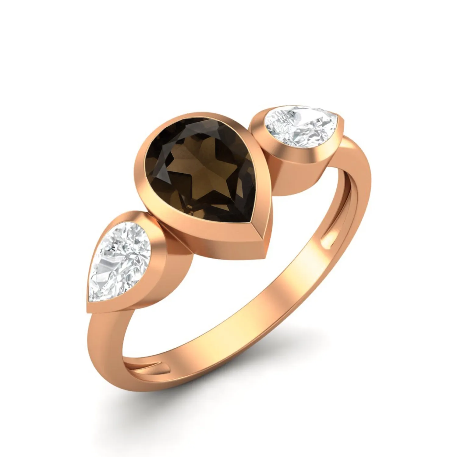 925 Sterling Silver Pear Shaped Smoky Quartz Ring 1.25 Cts Coffee Color Gemstone Ring