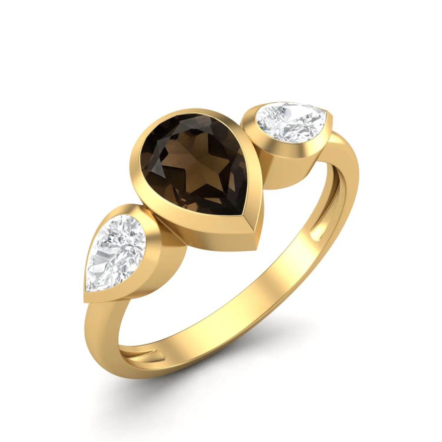 925 Sterling Silver Pear Shaped Smoky Quartz Ring 1.25 Cts Coffee Color Gemstone Ring