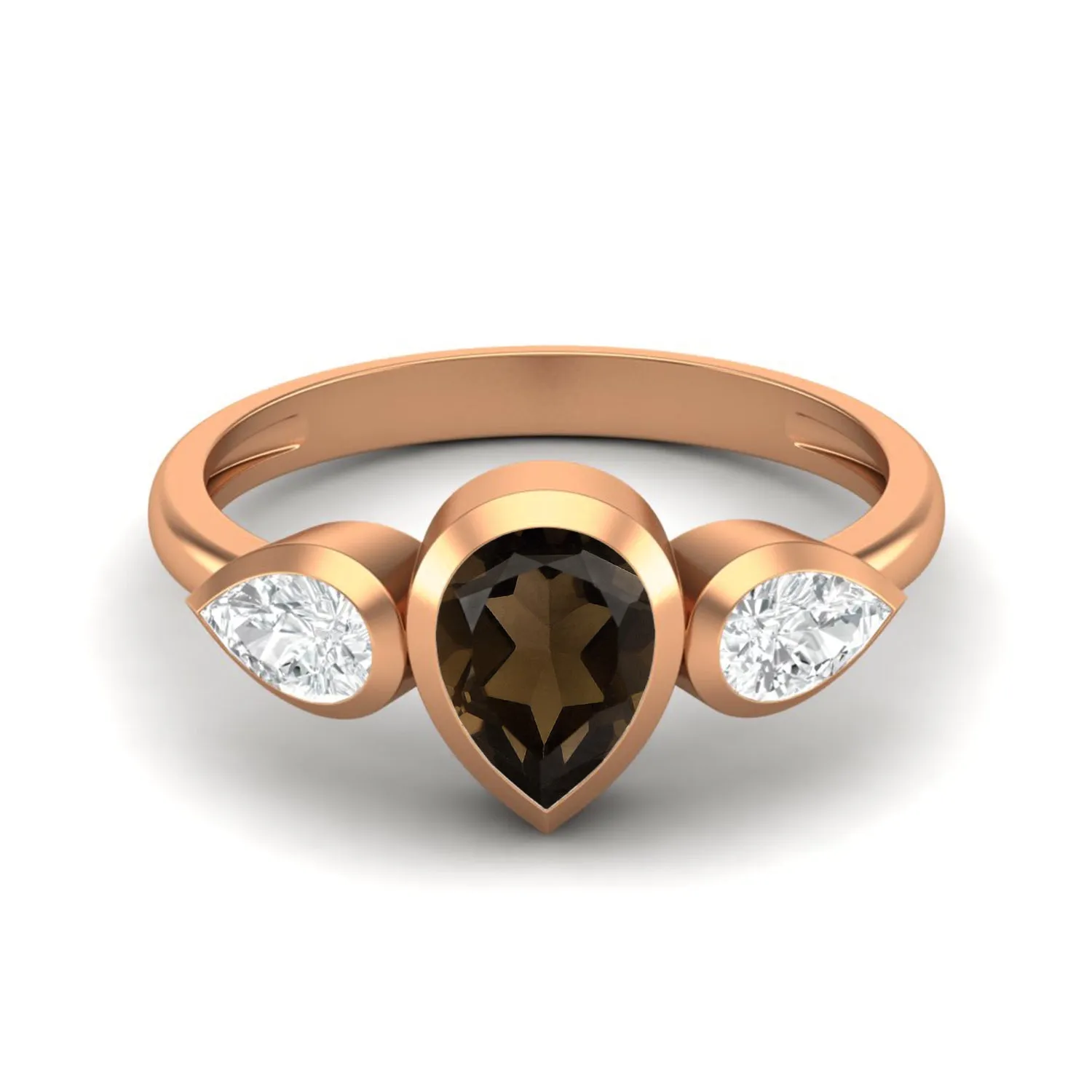 925 Sterling Silver Pear Shaped Smoky Quartz Ring 1.25 Cts Coffee Color Gemstone Ring