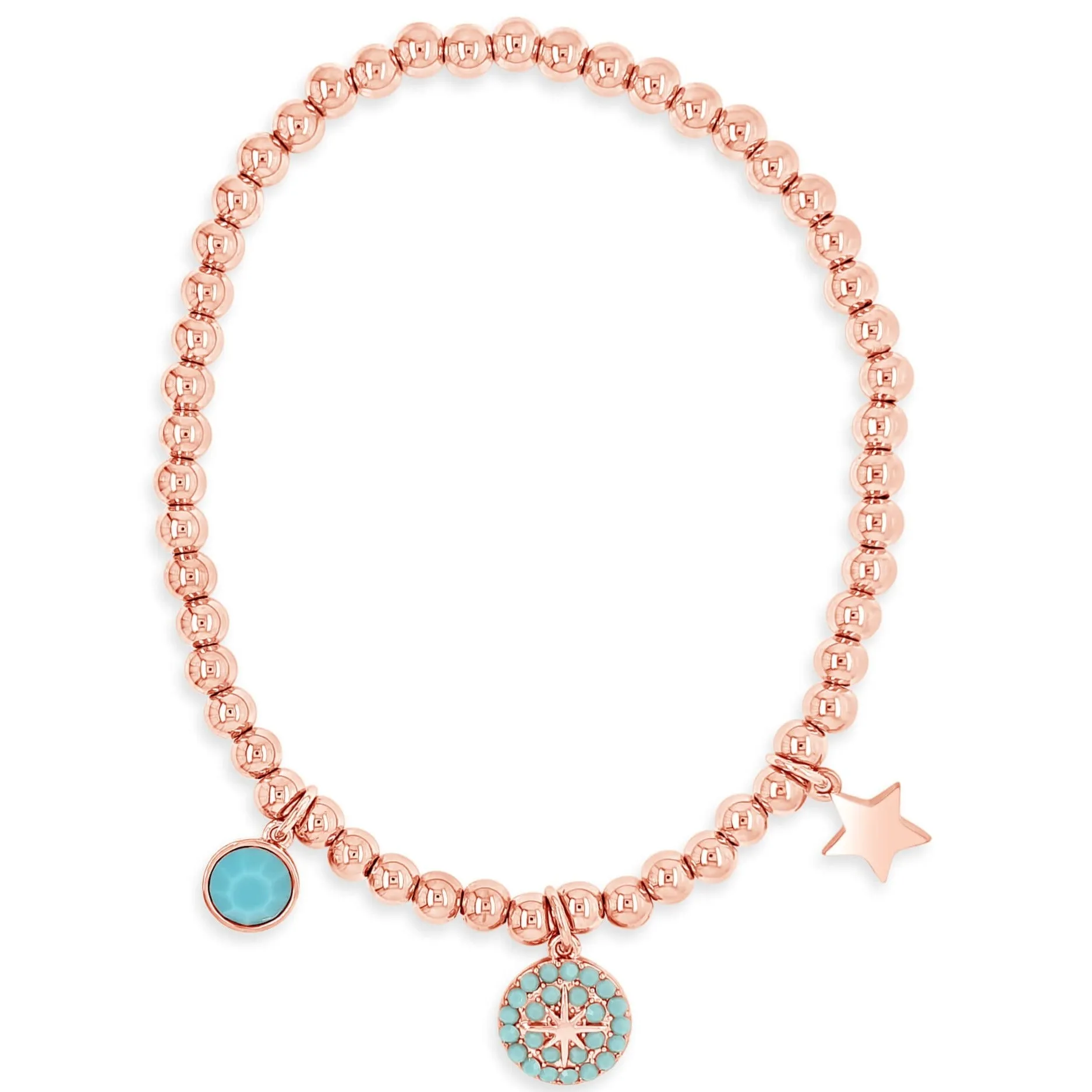 Absolute Rose Gold & Turquoise Bead Bracelet