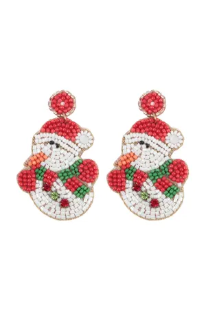 AE5956 - CHRISTMAS SNOWMAN SEED BEADS DROP EARRINGS