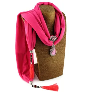 Ahmed Bohemian New Ceramic Beads Tassel Peacock Stone Pendant Scarf For Women Charm Boho Fashion Jewelry Scarves Collar Bijoux