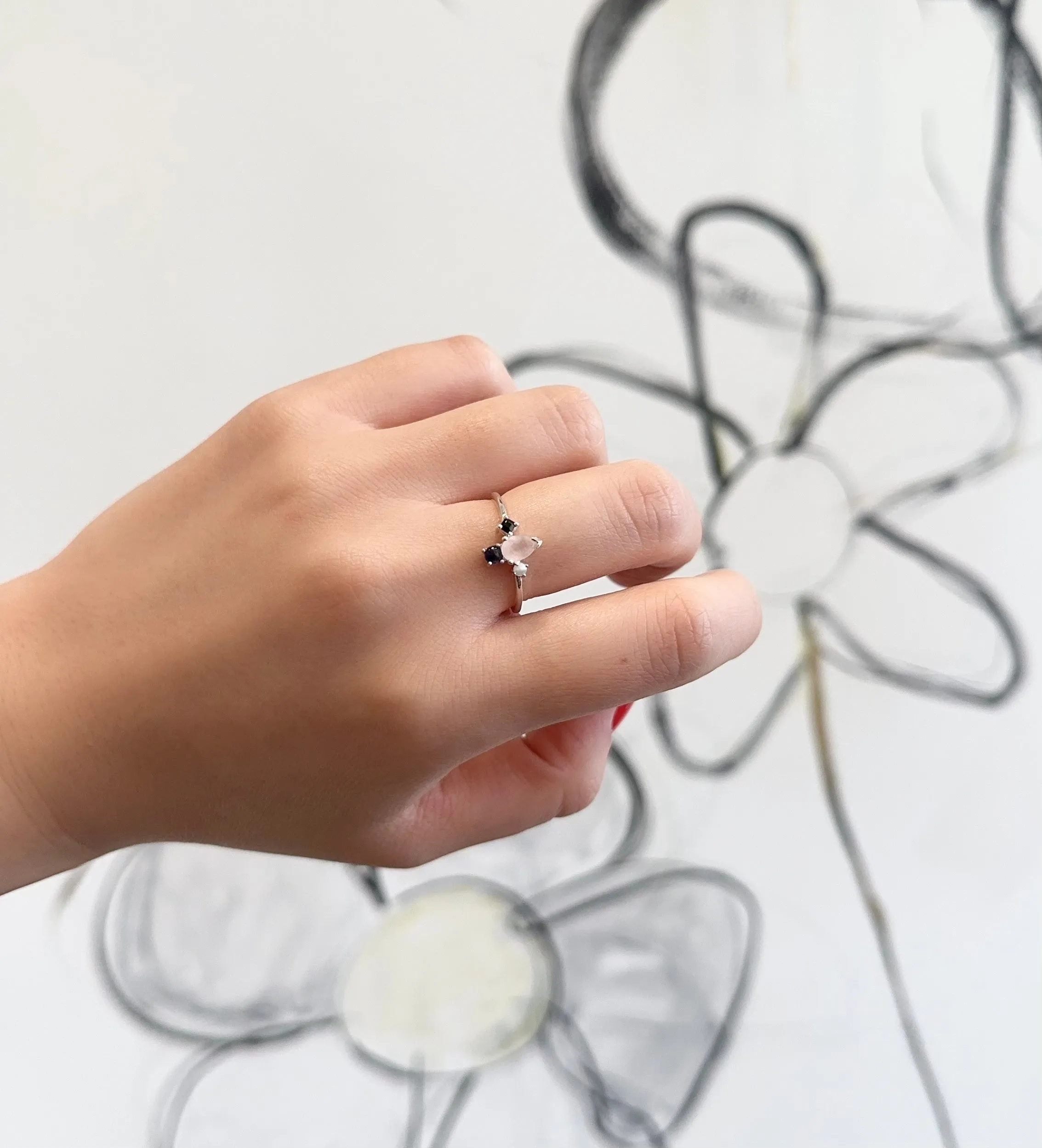 Amare Wear Rose Quartz Multi-Stone Paradise Ring