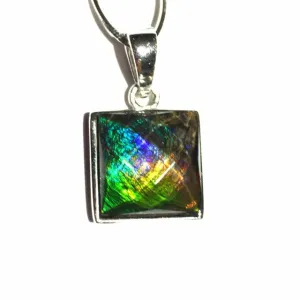 Ammolite pendant Sterling Silver facetted