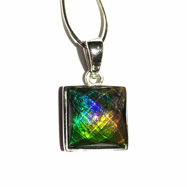 Ammolite pendant Sterling Silver facetted
