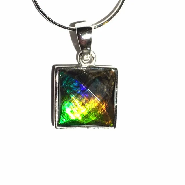 Ammolite pendant Sterling Silver facetted