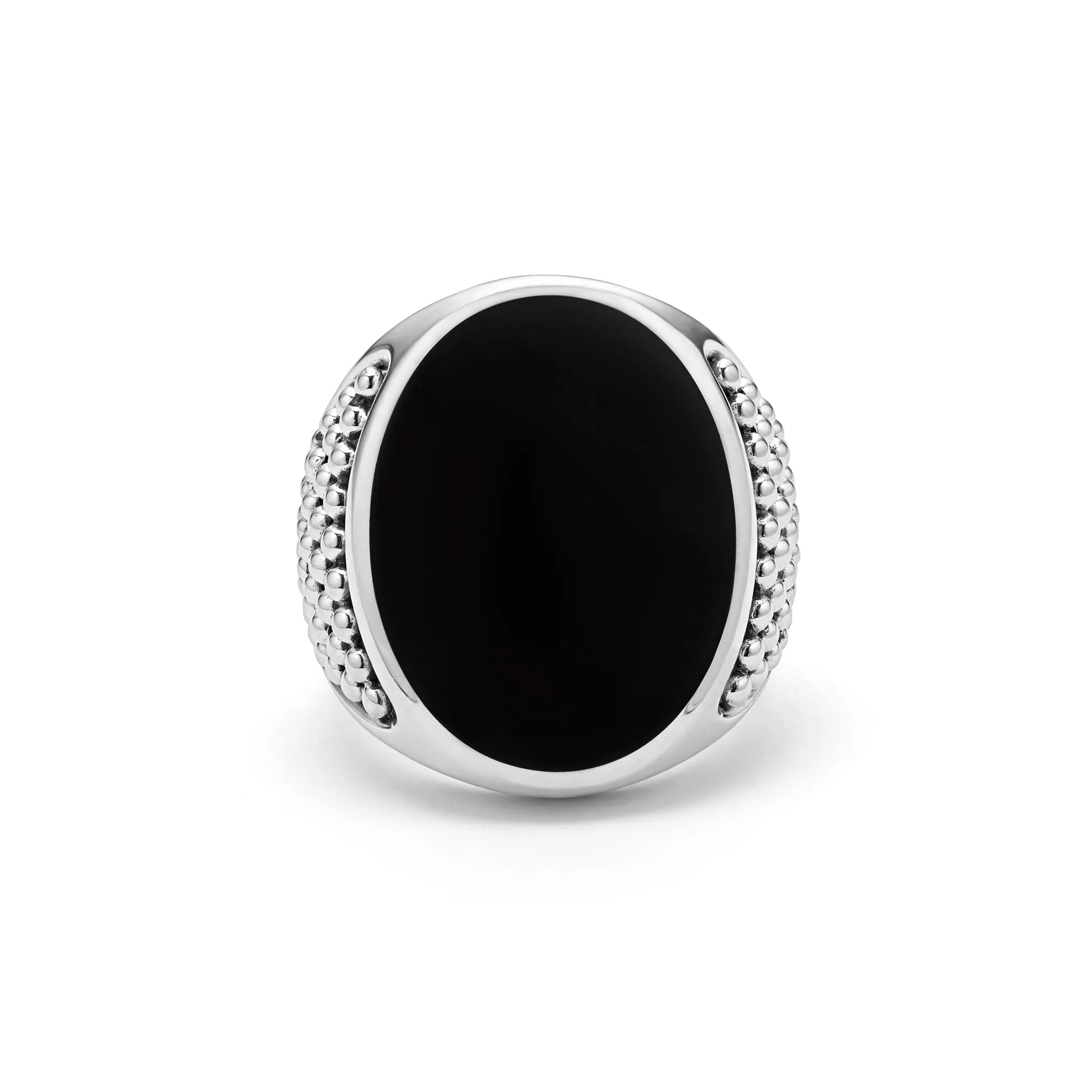Anthem Statement Black Agate Oval Band Ring