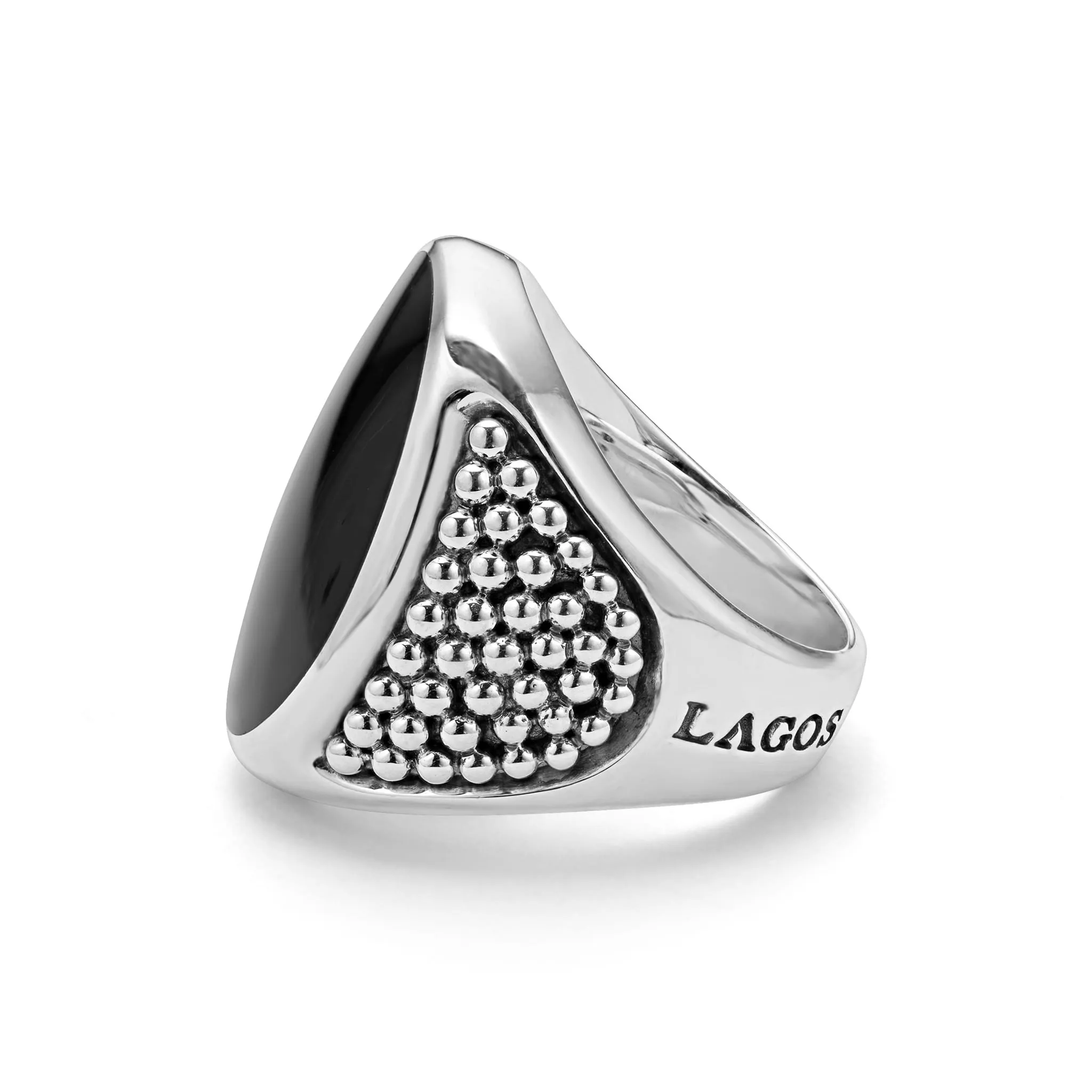 Anthem Statement Black Agate Oval Band Ring