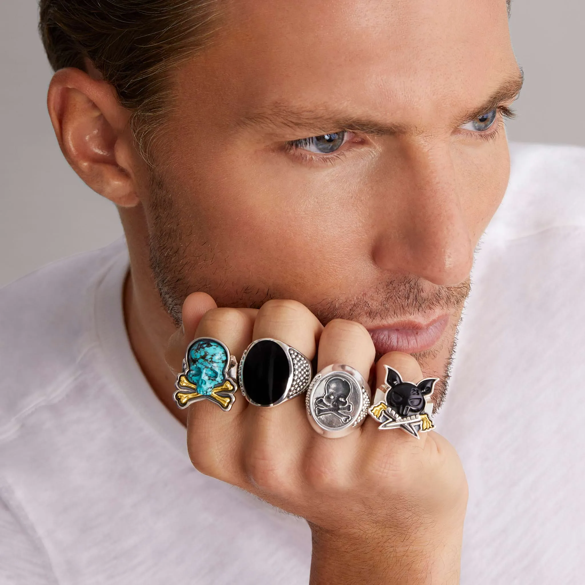 Anthem Statement Black Agate Oval Band Ring