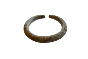 Antique African Bronze Snake Bracelet with Geometric Detailing