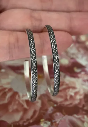 Antique Floral Hoop Earring