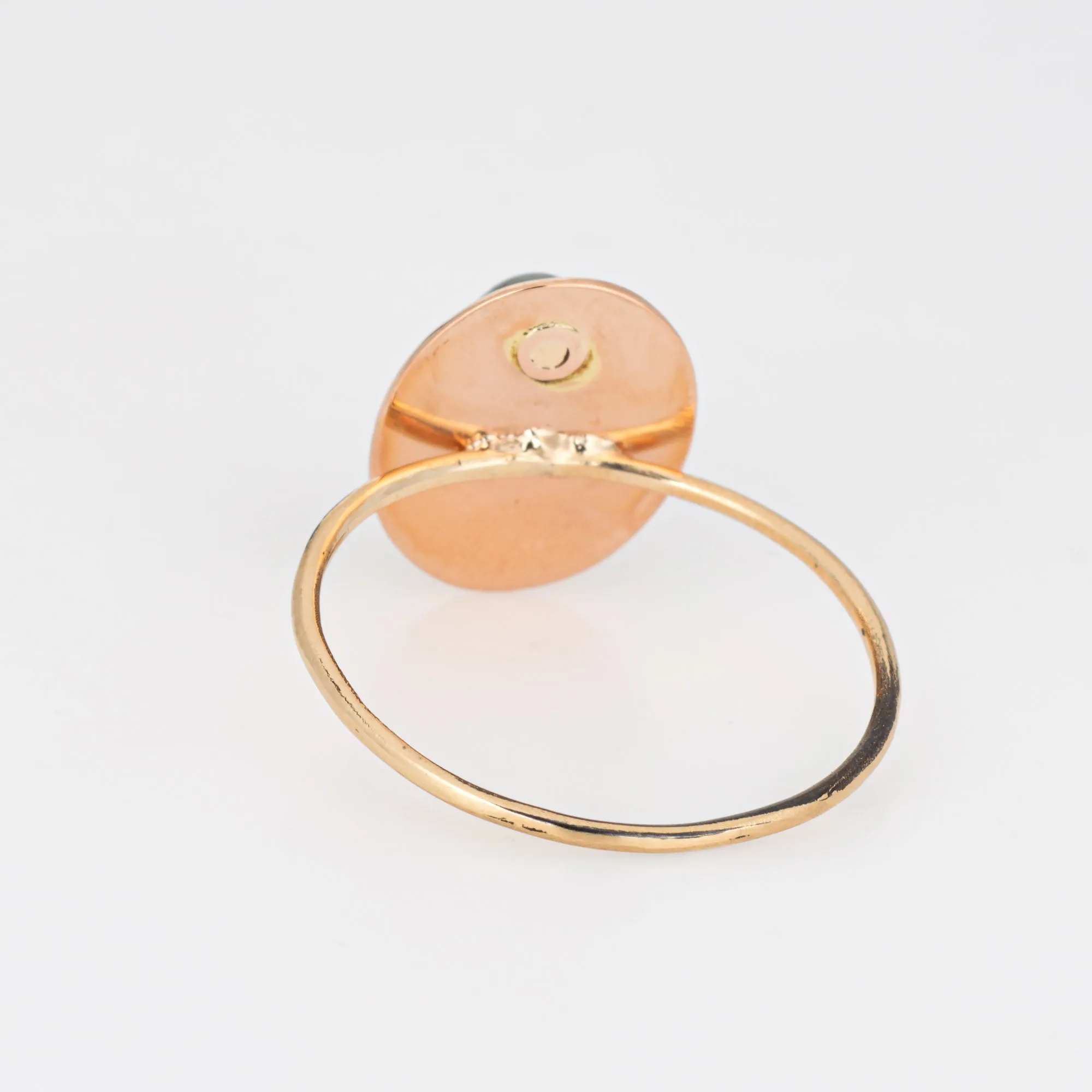 Antique Victorian Moss Agate Conversion Ring 14k Yellow Gold 8.5 Fine Jewelry