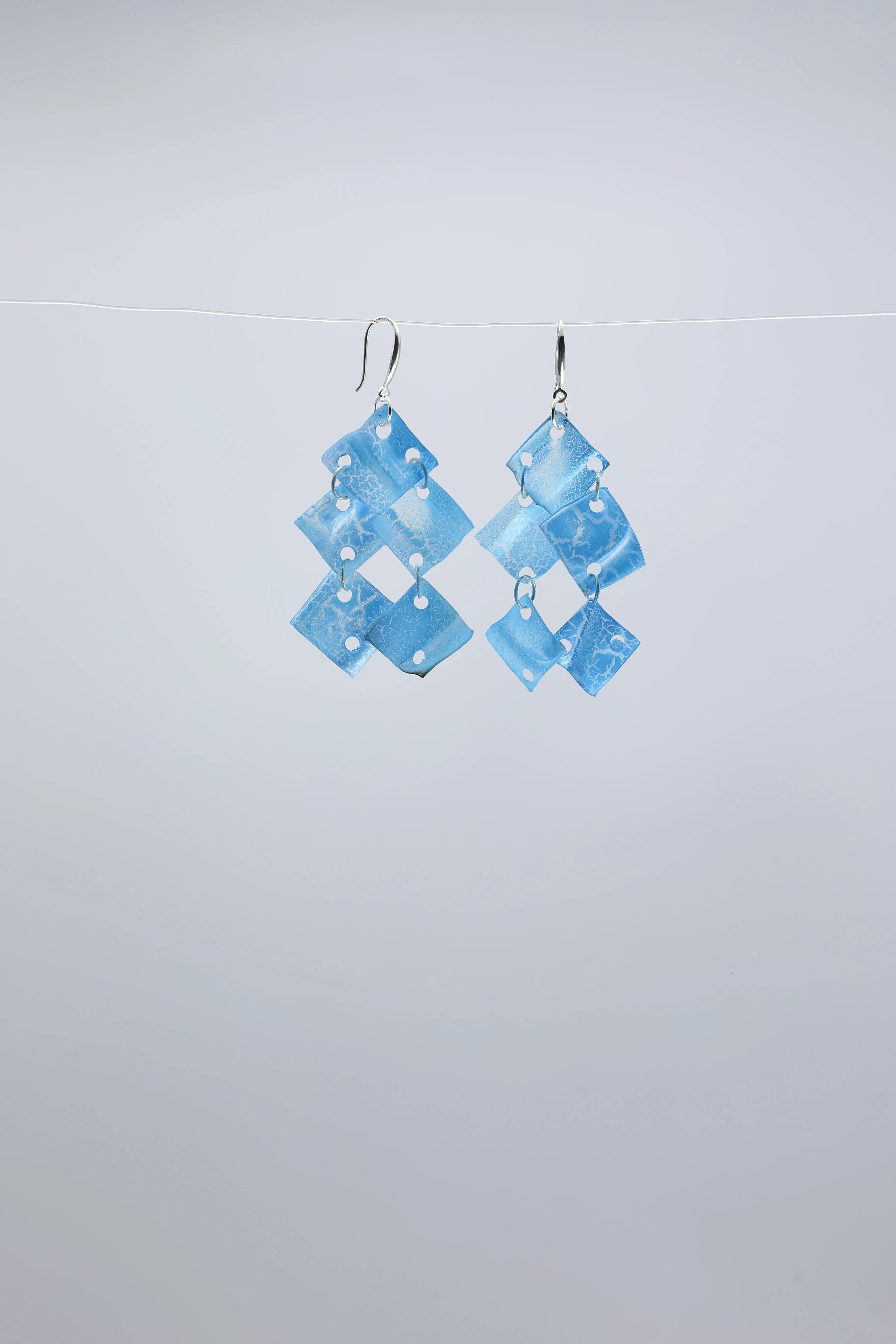 Aqua Chandelier earring- Hand painted