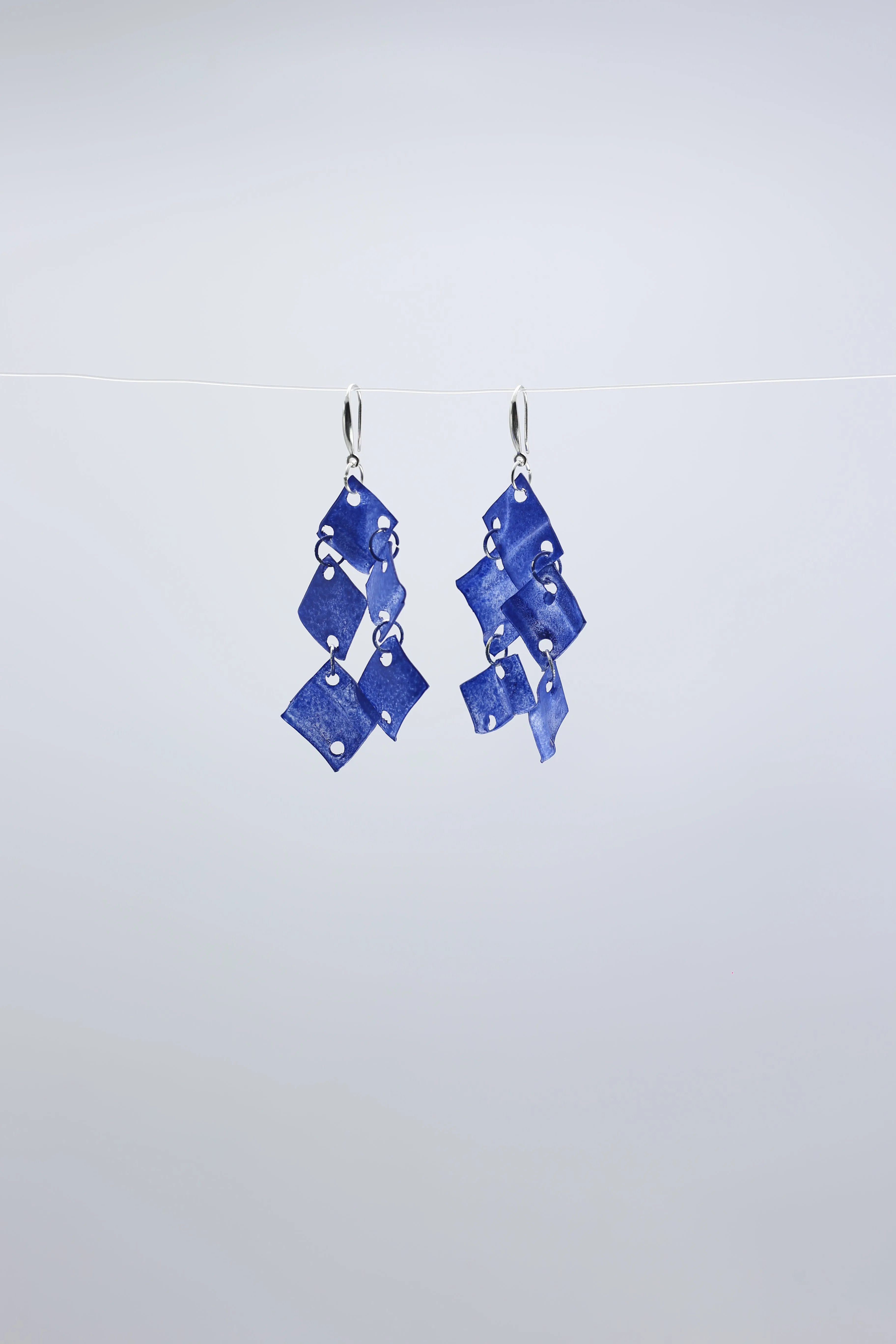 Aqua Chandelier earring- Hand painted