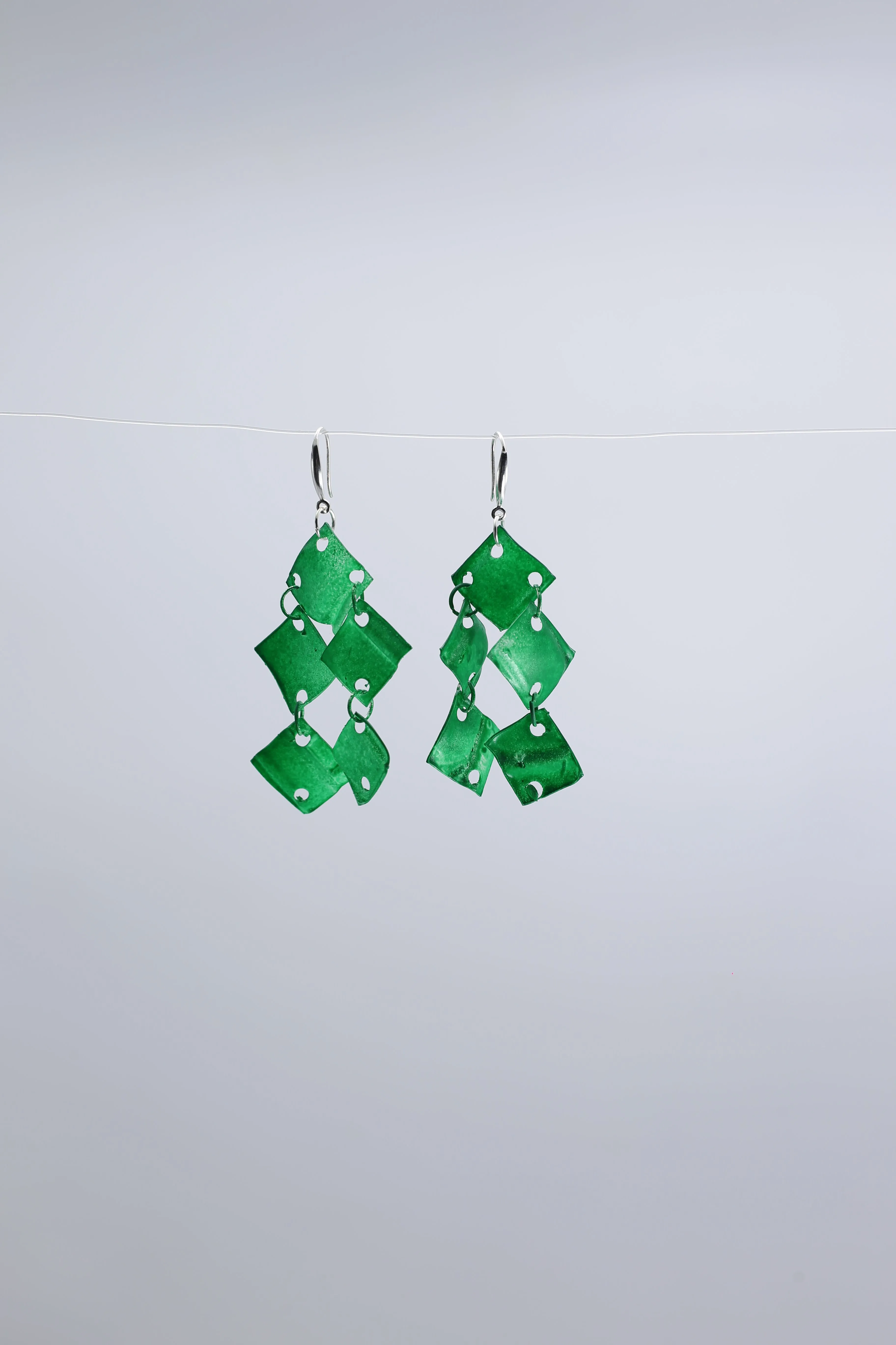 Aqua Chandelier earring- Hand painted