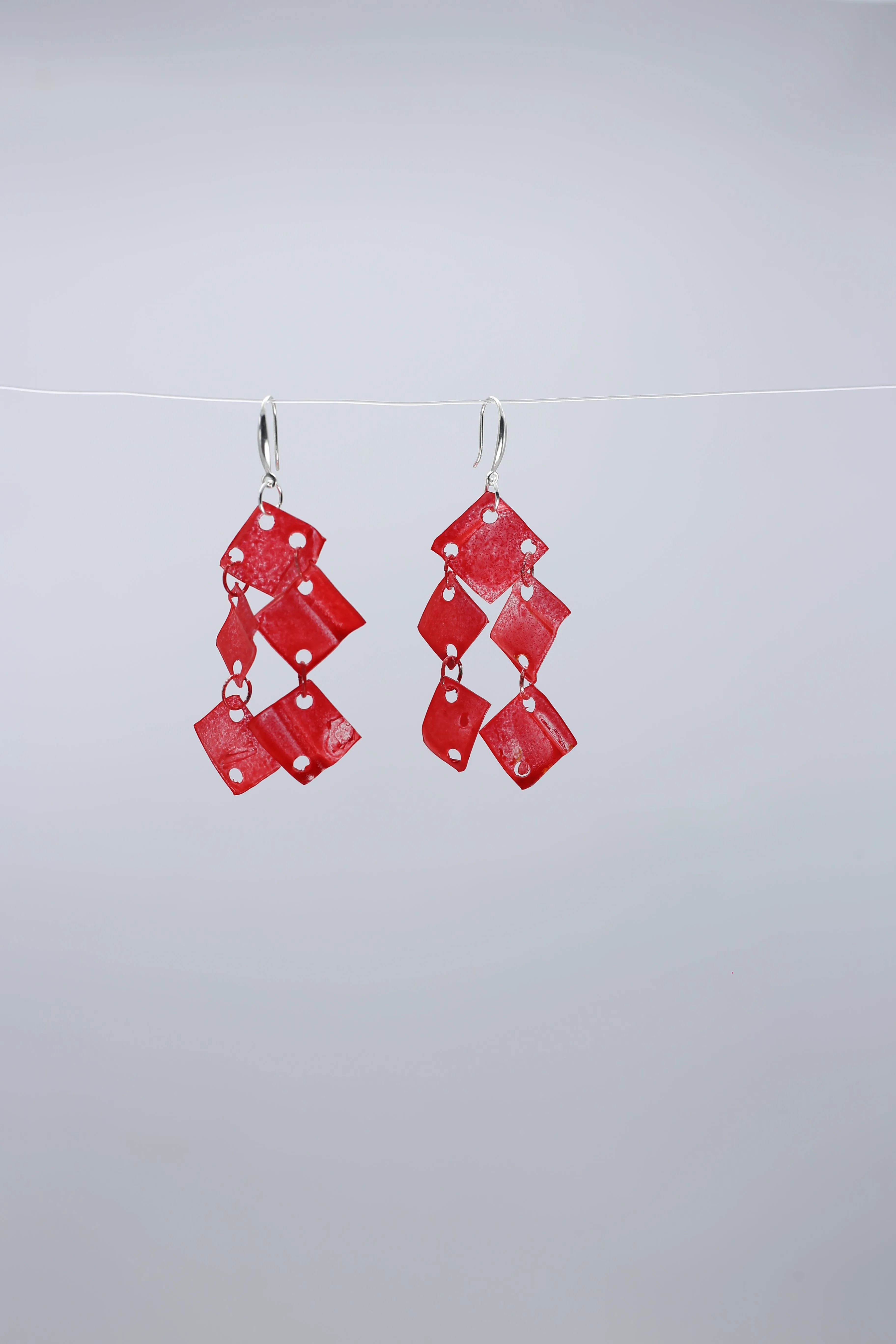 Aqua Chandelier earring- Hand painted