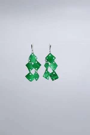 Aqua Chandelier earring- Hand painted