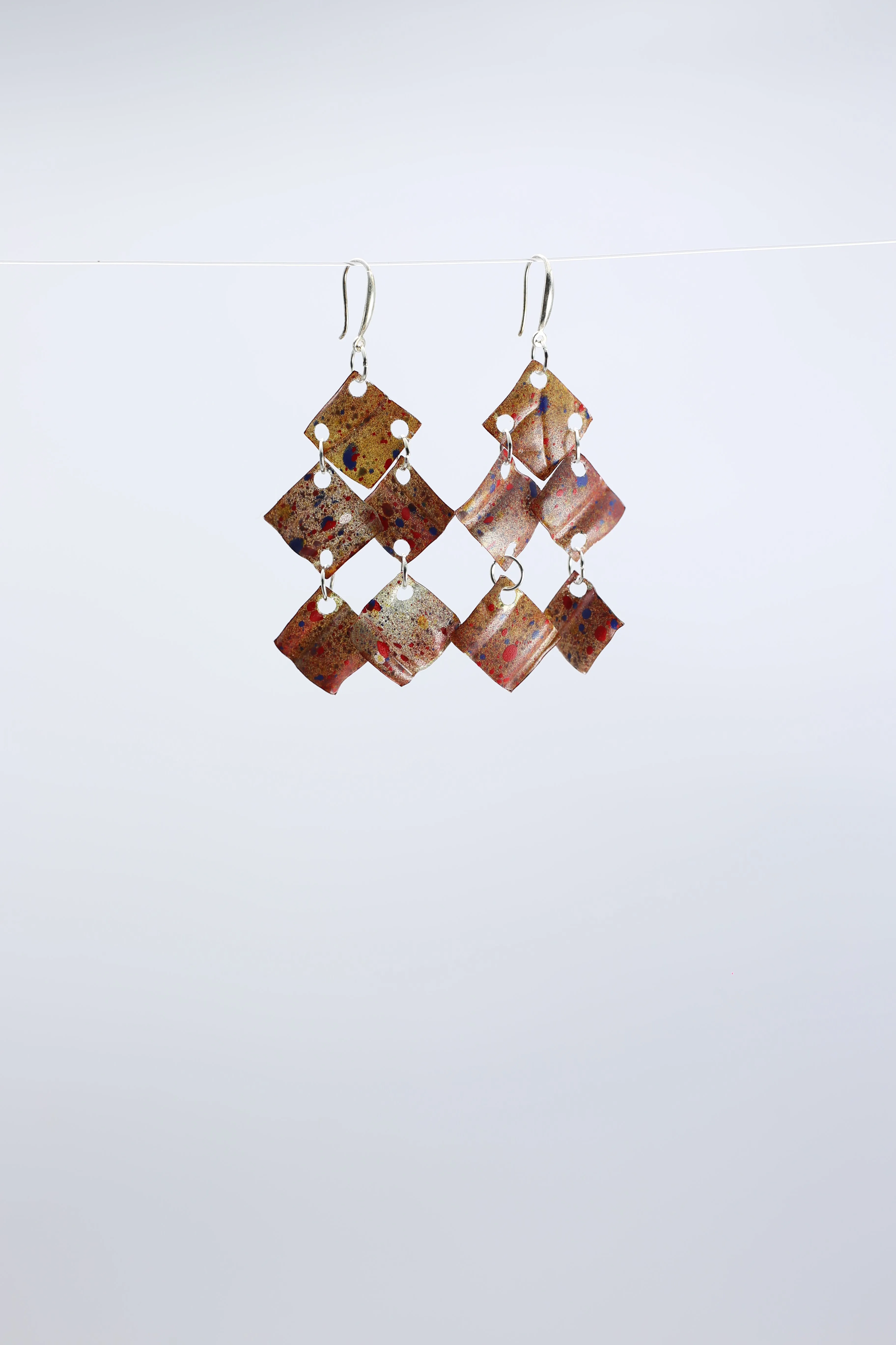 Aqua Chandelier earring- Hand painted