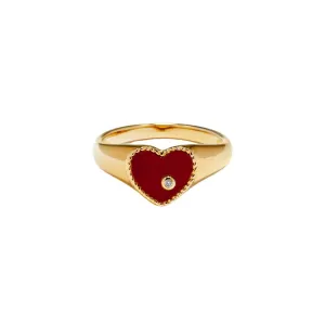 Baby Chevalier Red Agate Heart Pinky Ring