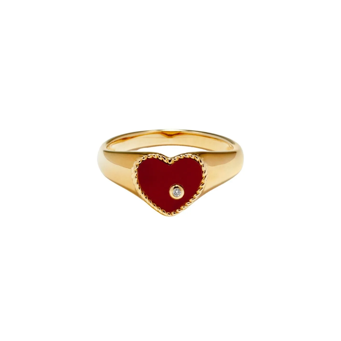 Baby Chevalier Red Agate Heart Pinky Ring