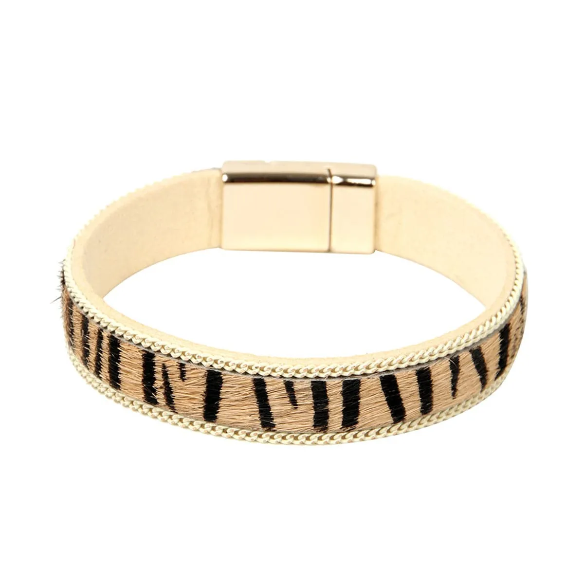 Beige Zebra & 18K Gold-Plated Bracelet