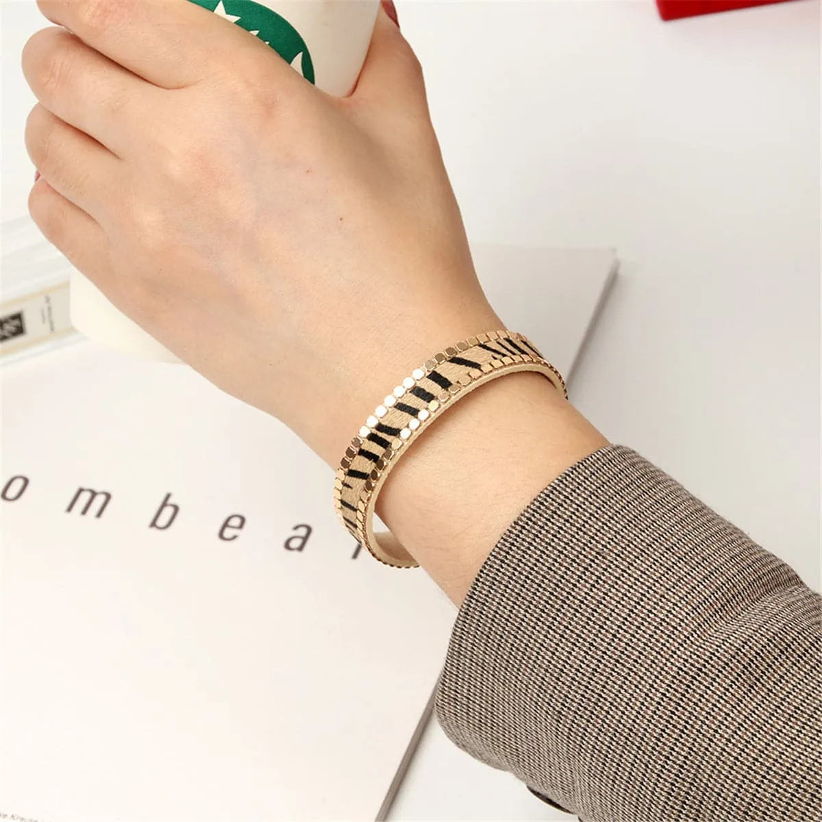 Beige Zebra Belt 0.5'' Bracelet