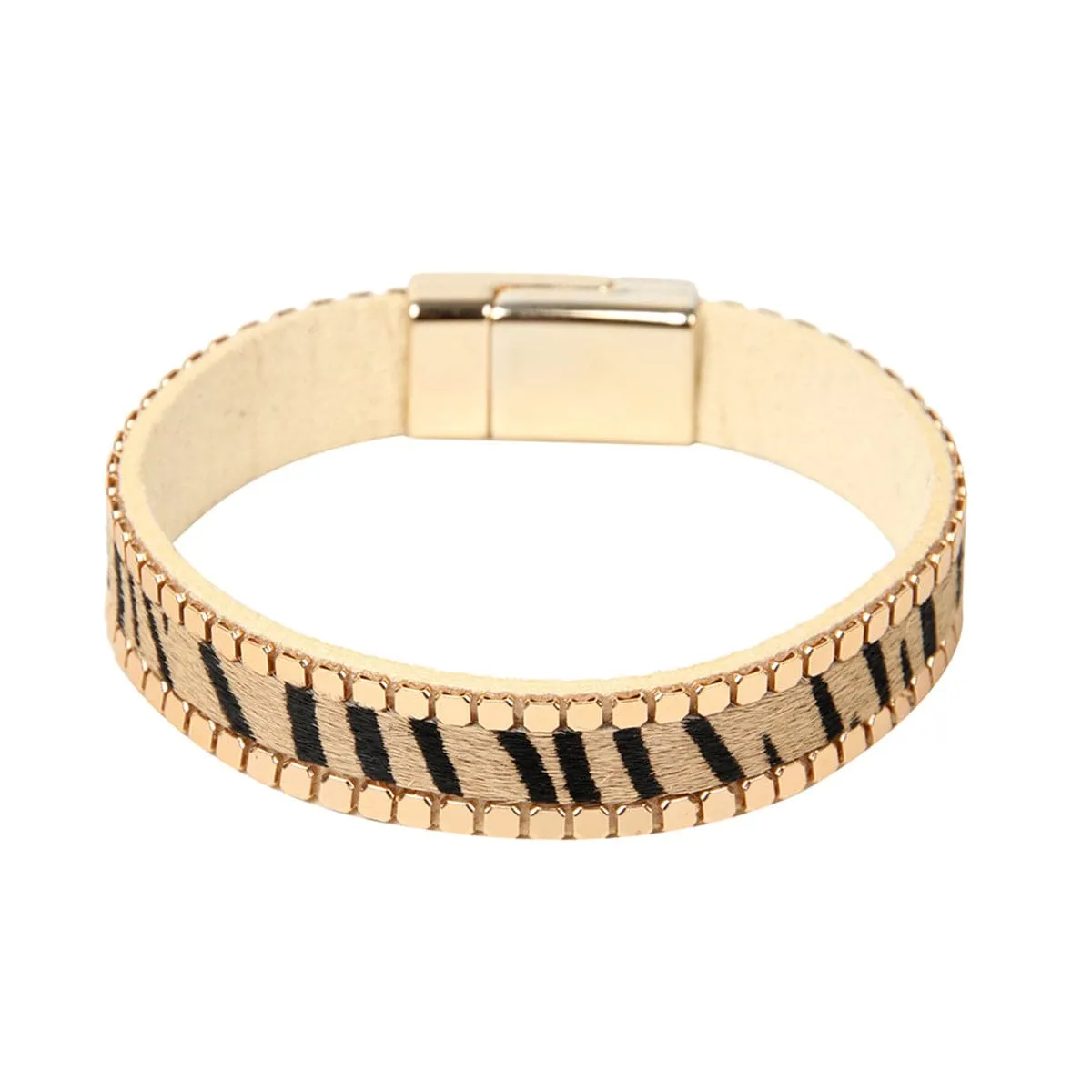 Beige Zebra Belt 0.5'' Bracelet