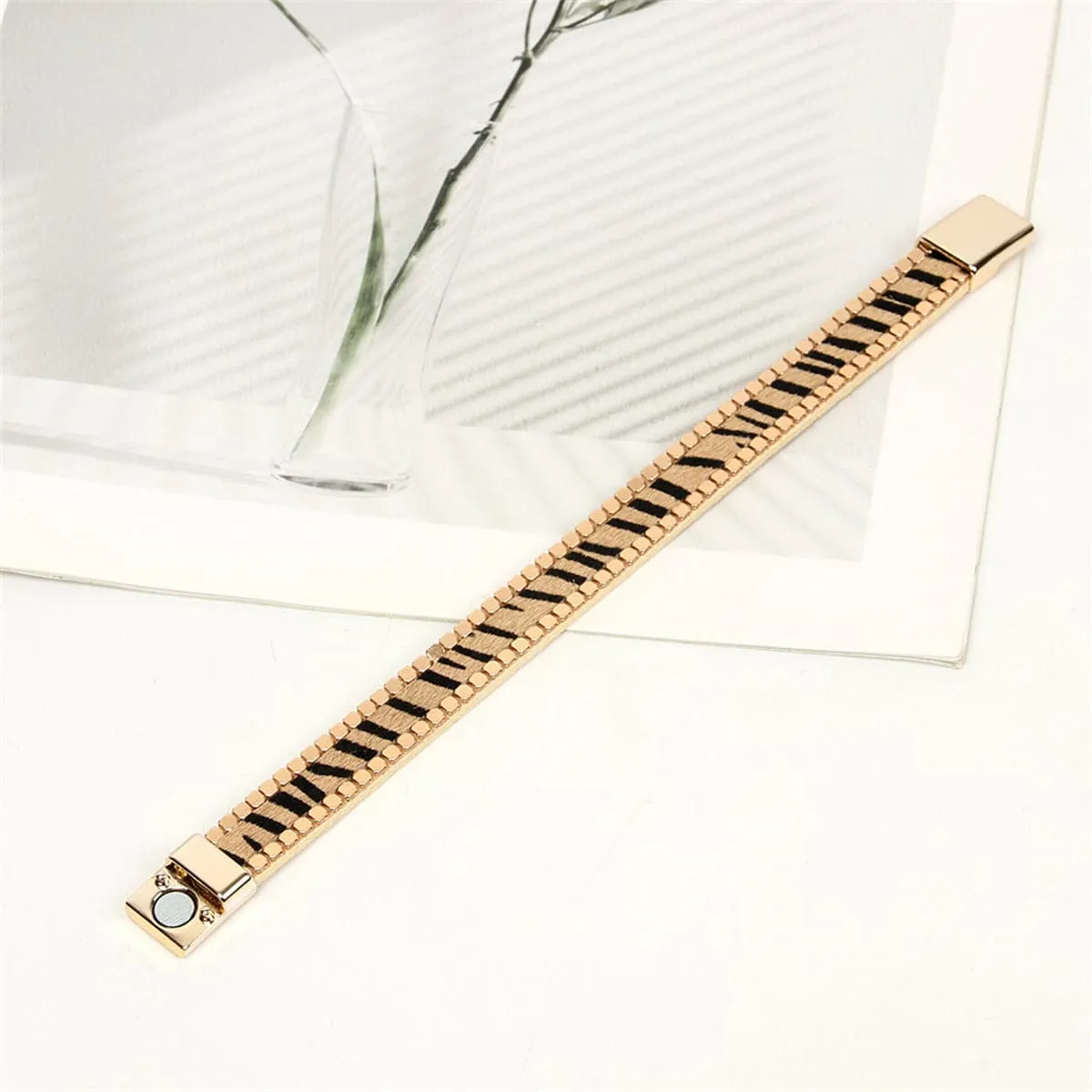 Beige Zebra Belt 0.5'' Bracelet