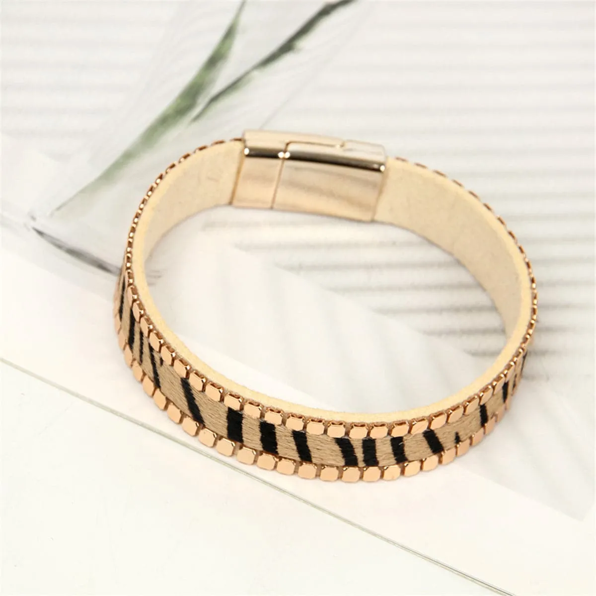 Beige Zebra Belt 0.5'' Bracelet