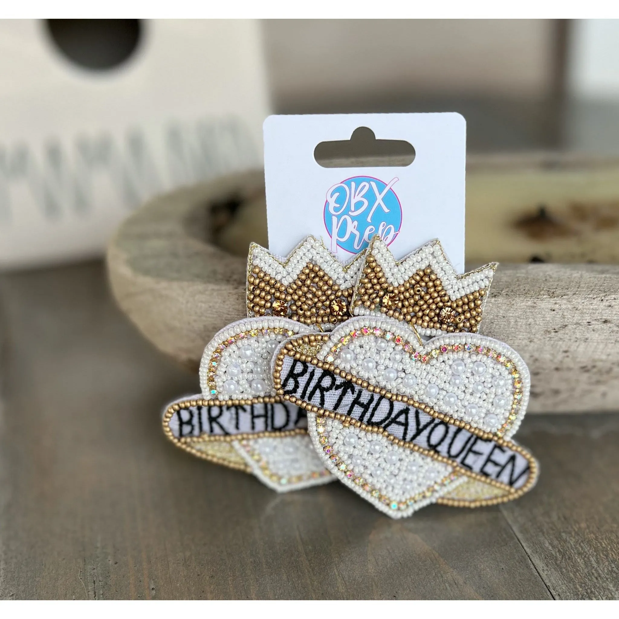 Birthday Queen Pearl & Seed Bead Drop Earrings