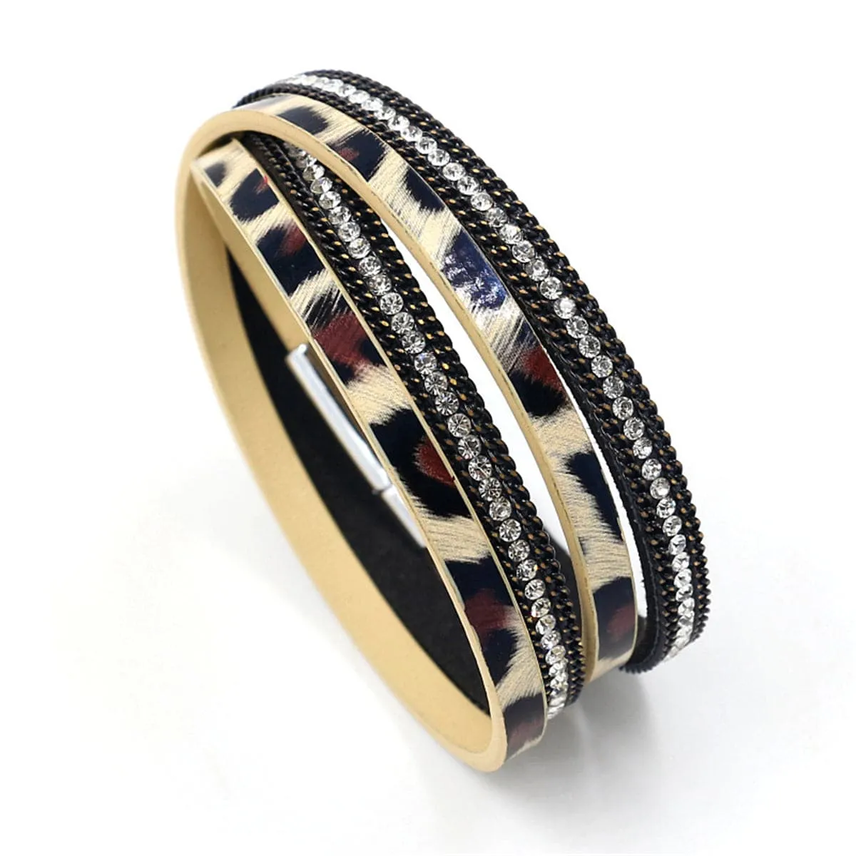 Black & Brown Leopard Double Layer Bracelet