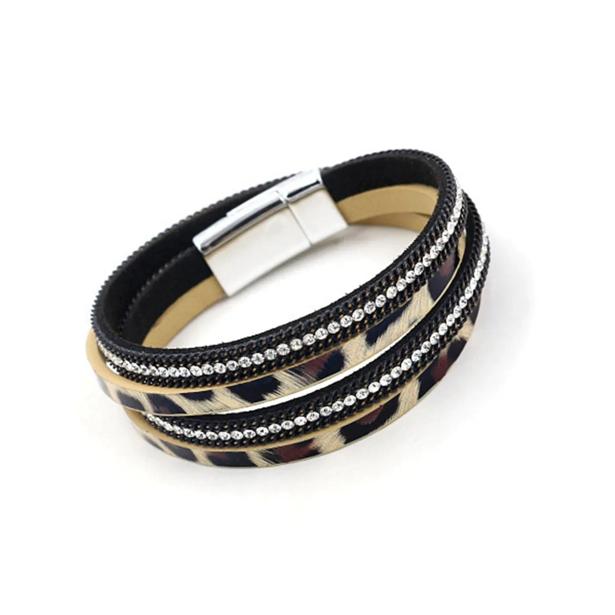 Black & Brown Leopard Double Layer Bracelet