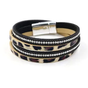 Black & Brown Leopard Double Layer Bracelet