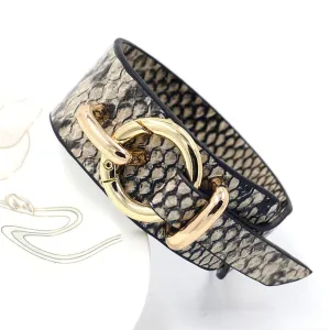 Black & Gray Polystyrene Snake Print Buckle Bracelet