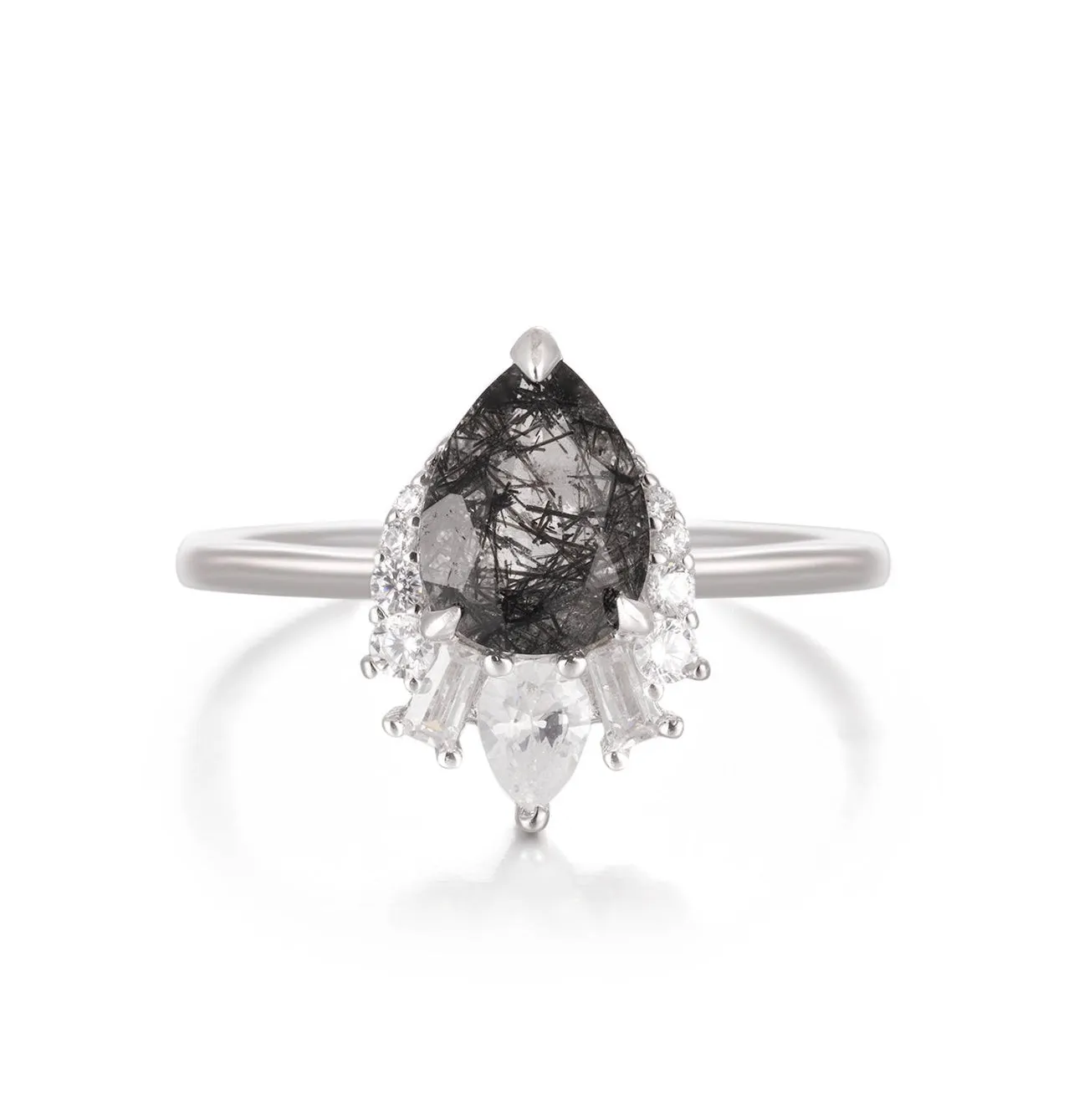 Black Rutilated Quartz Ring- Sterling Silver
