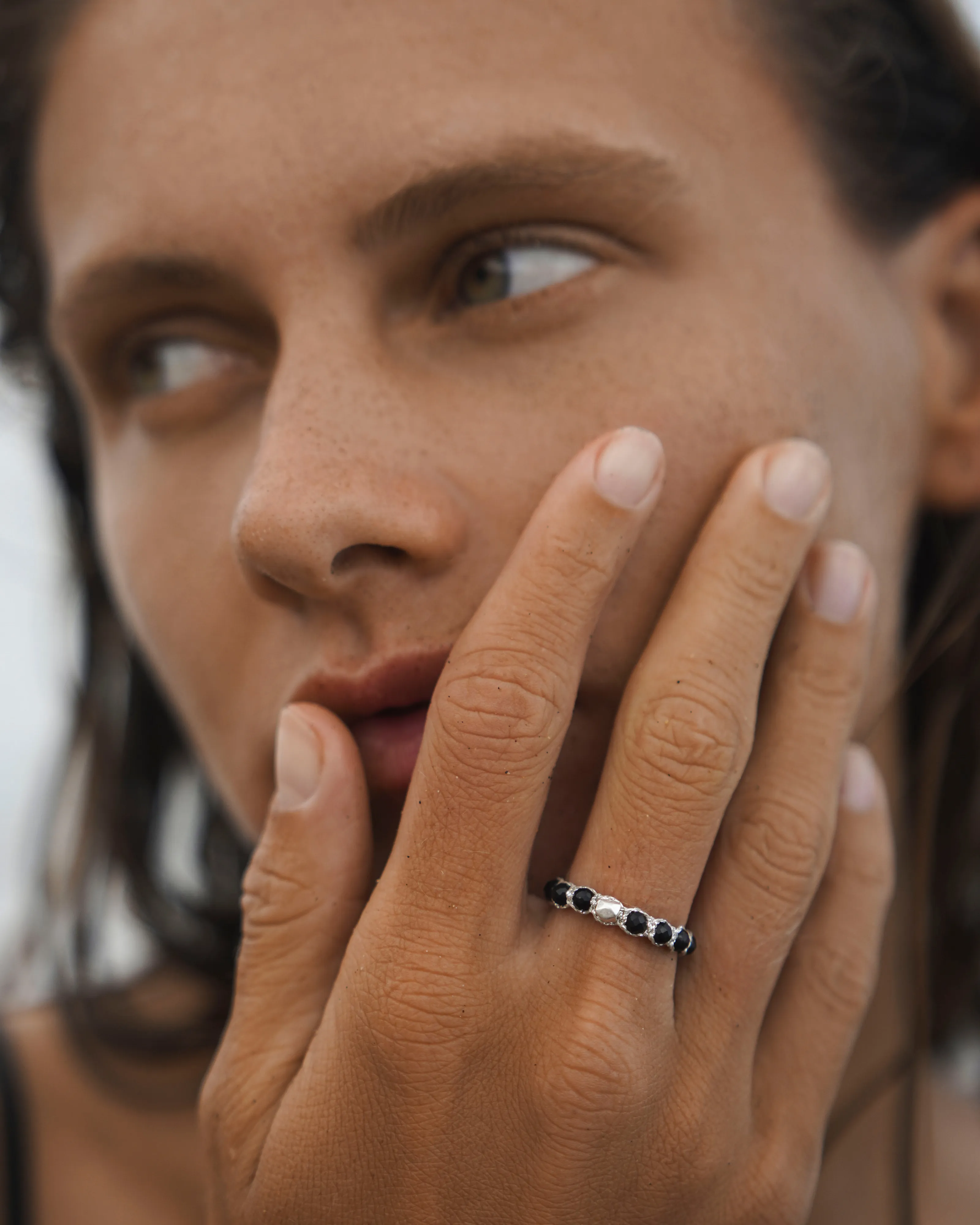 Black Spinel Rings | Silver