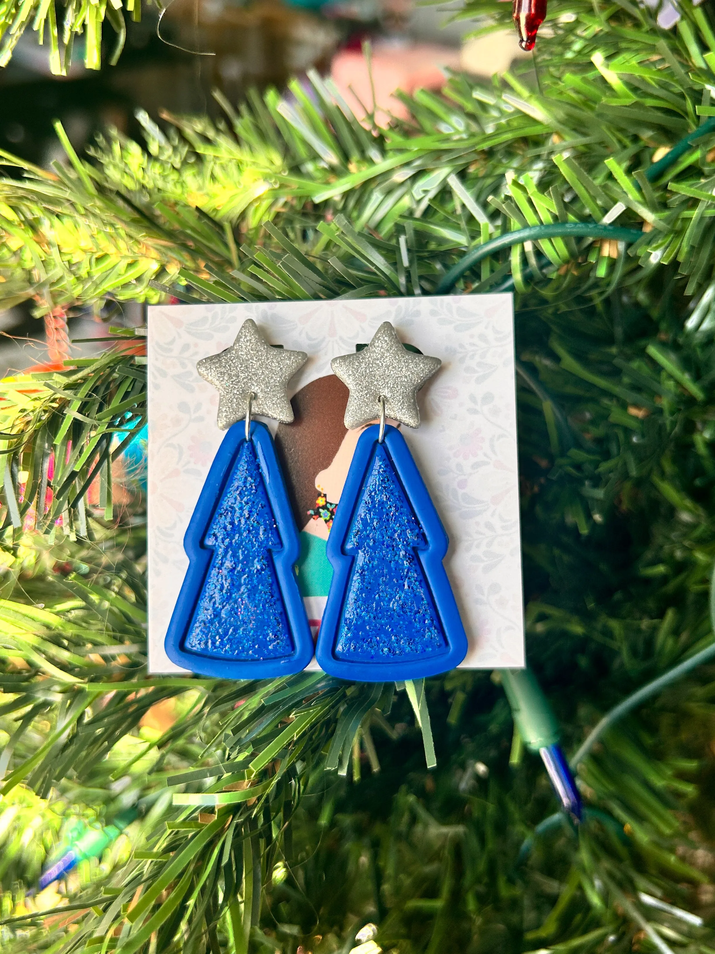 Blue Glitter Christmas Trees
