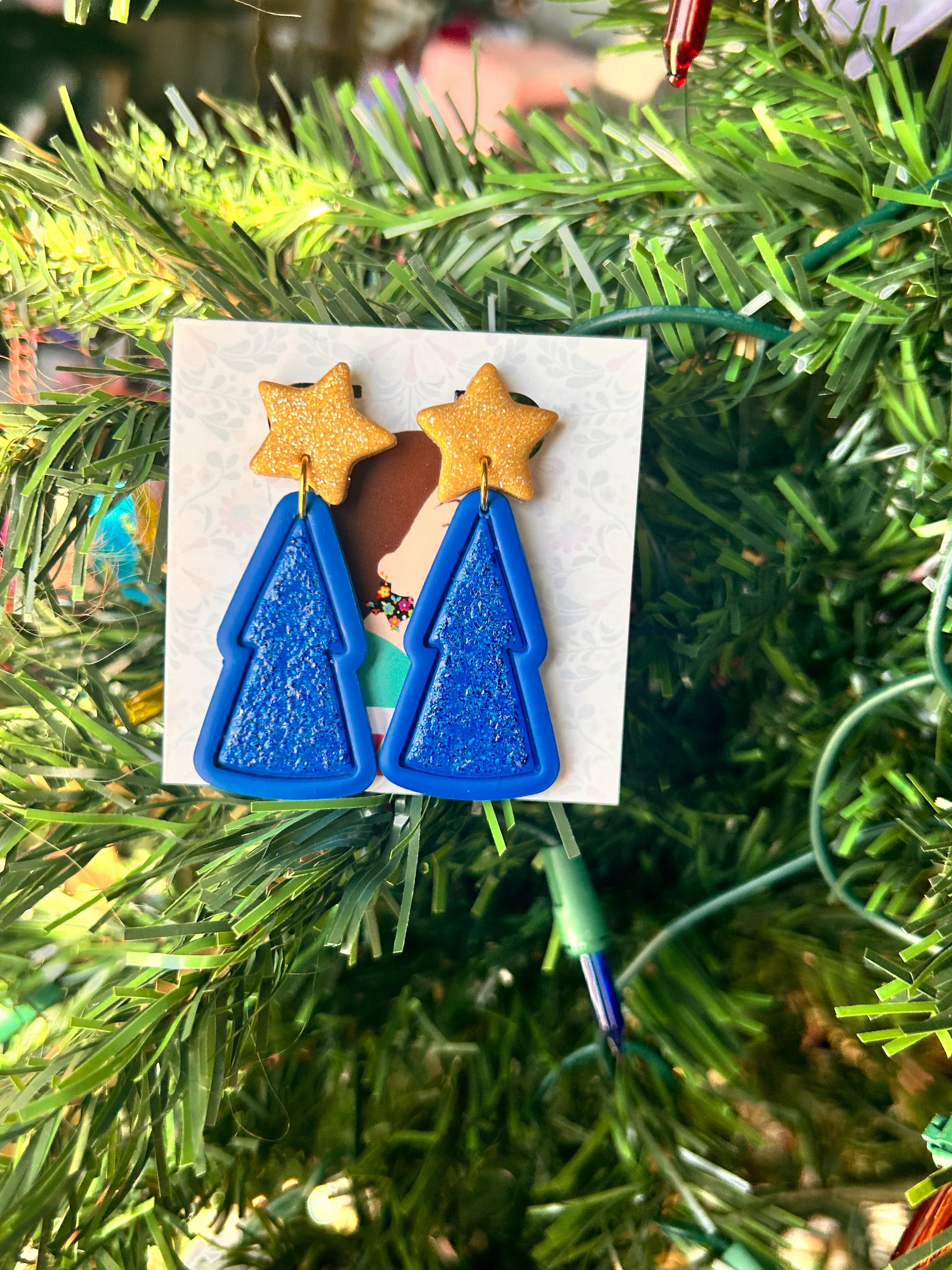 Blue Glitter Christmas Trees