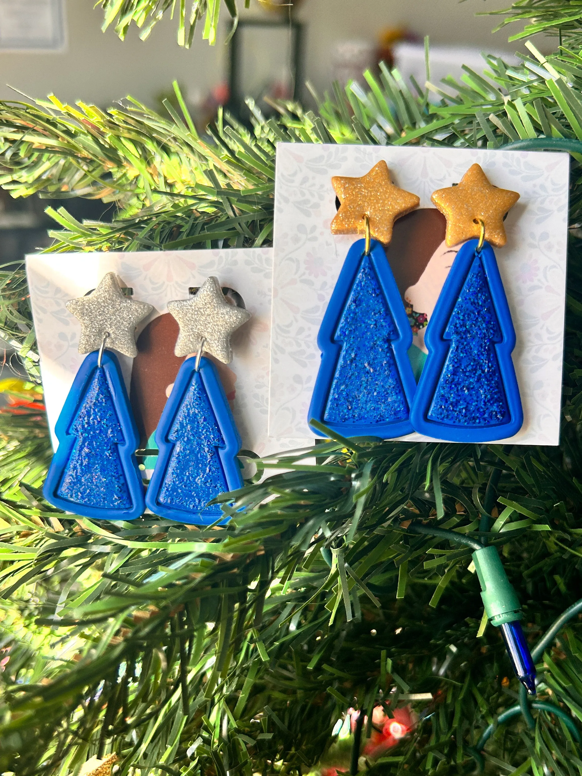 Blue Glitter Christmas Trees