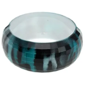 Blue Glossy Zebra Stripe Hinge Bangle Bracelet