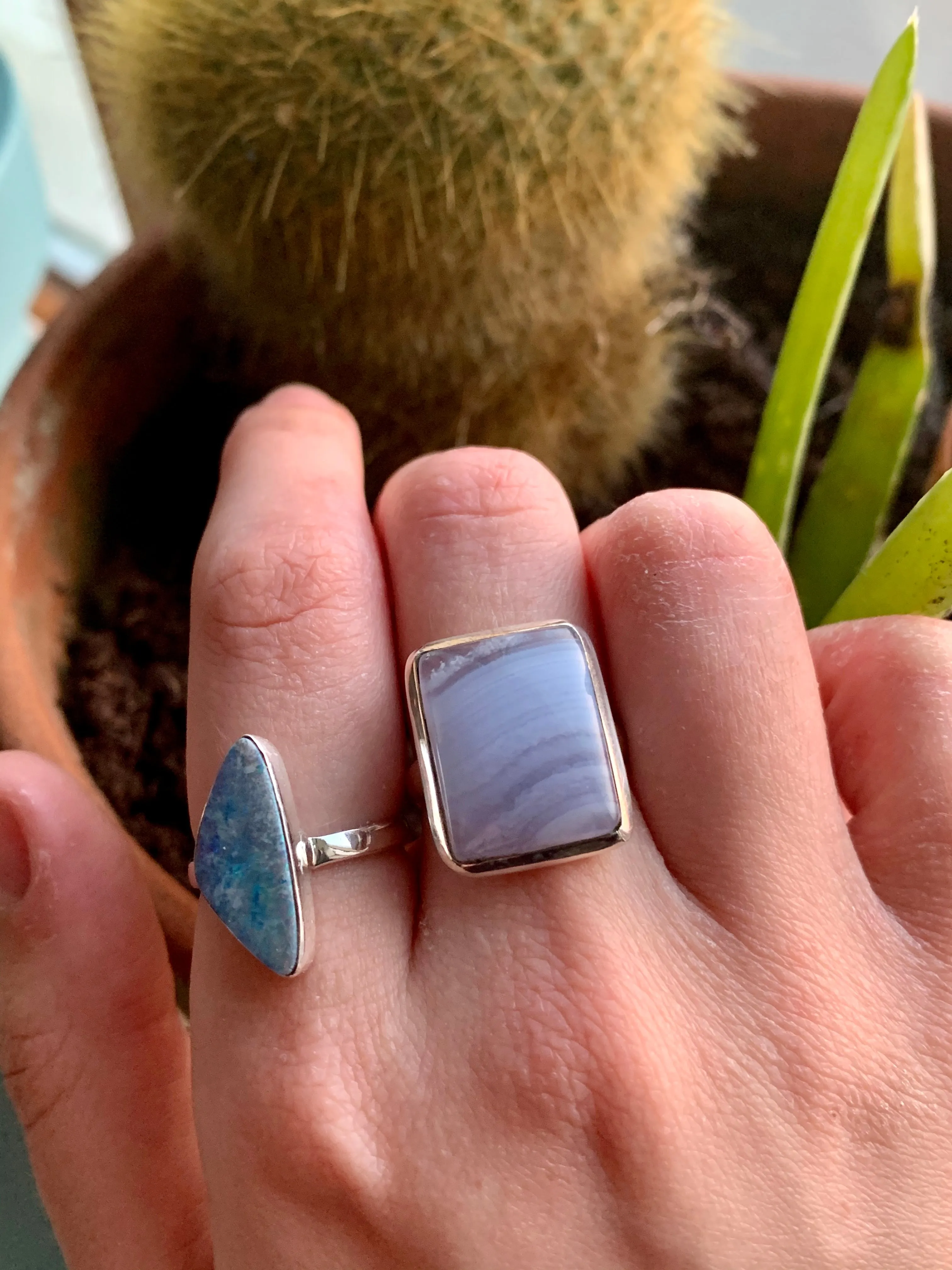 Blue Lace Agate Ariel Ring - Square