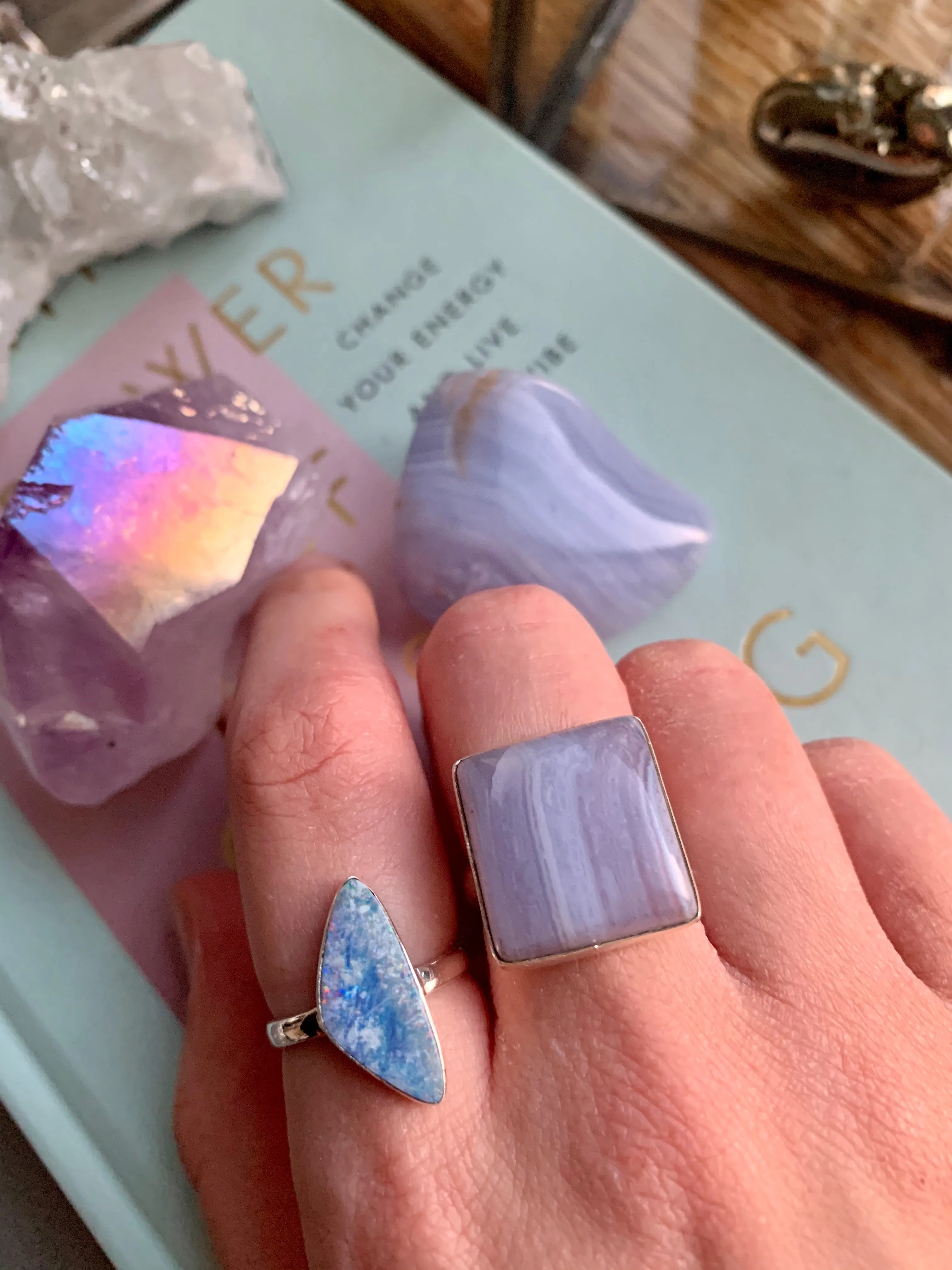 Blue Lace Agate Ariel Ring - Square