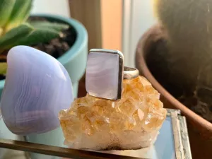 Blue Lace Agate Ariel Ring - Square