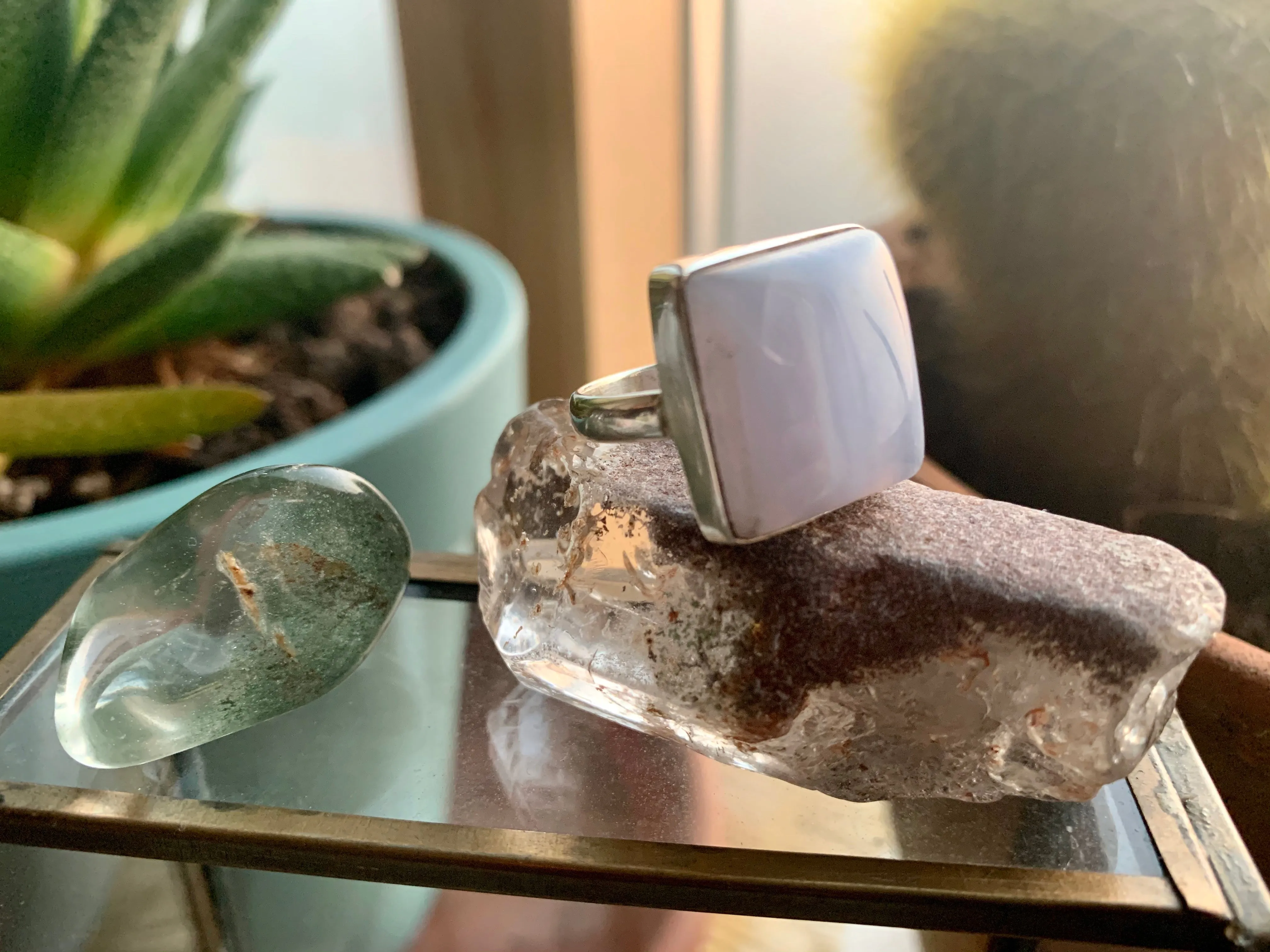 Blue Lace Agate Ariel Ring - Square