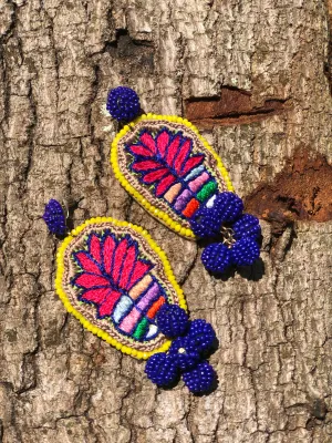Blue Pineapple Statement Earrings